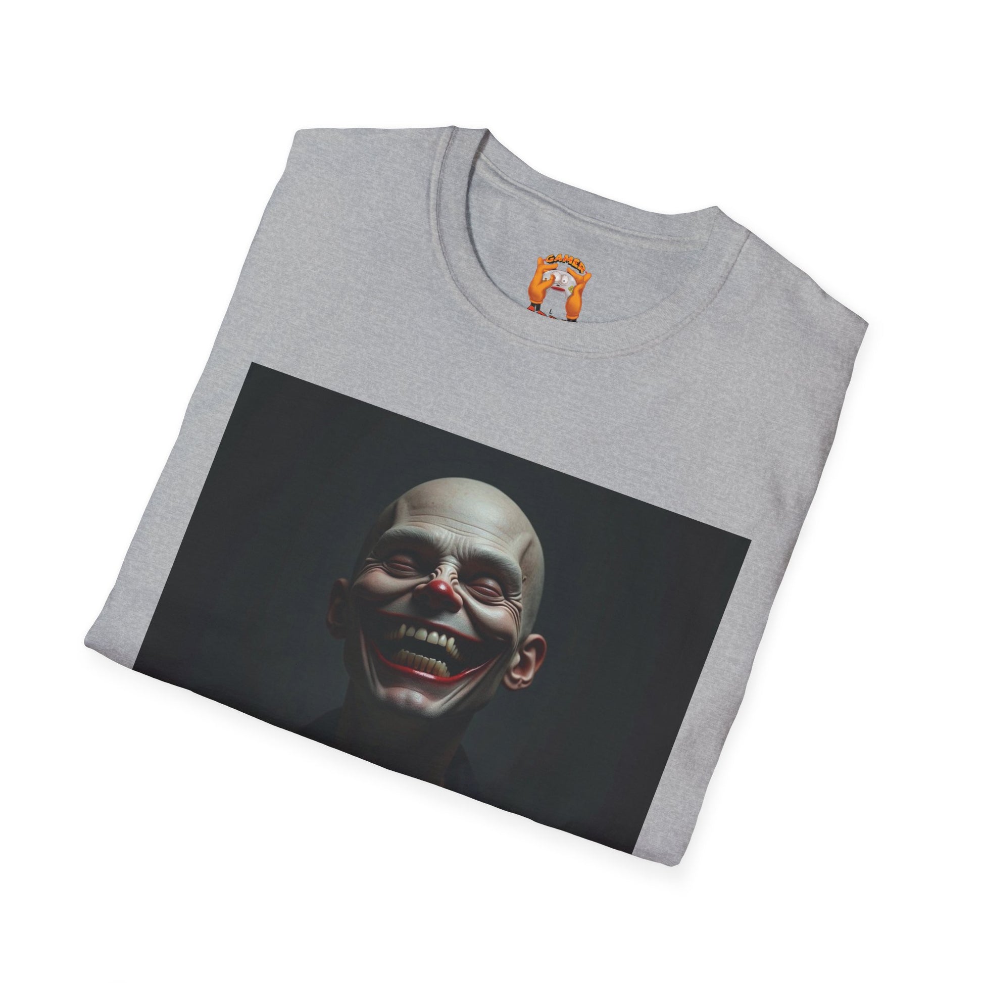 Creepy Smile Unisex Softstyle T-Shirt - Edgy Graphic Tee, Alternative Fashion, Casual Wear, Horror Fan Gift, Unique Graphic Top