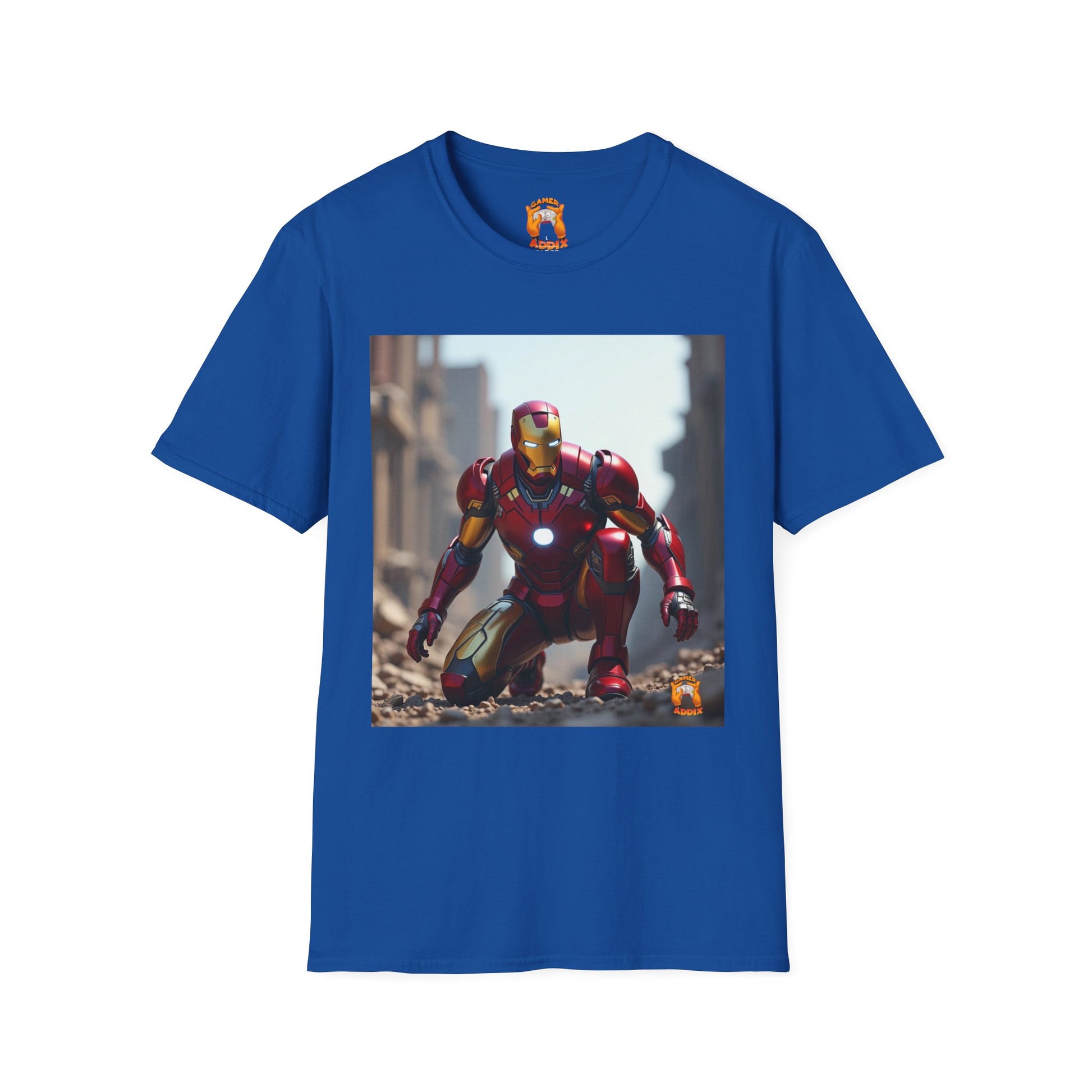 Iron Man Inspired Unisex Softstyle T-Shirt, Superhero Tee, Gift for Marvel Fans, Comic Book Apparel, Birthday Present, Casual Wear