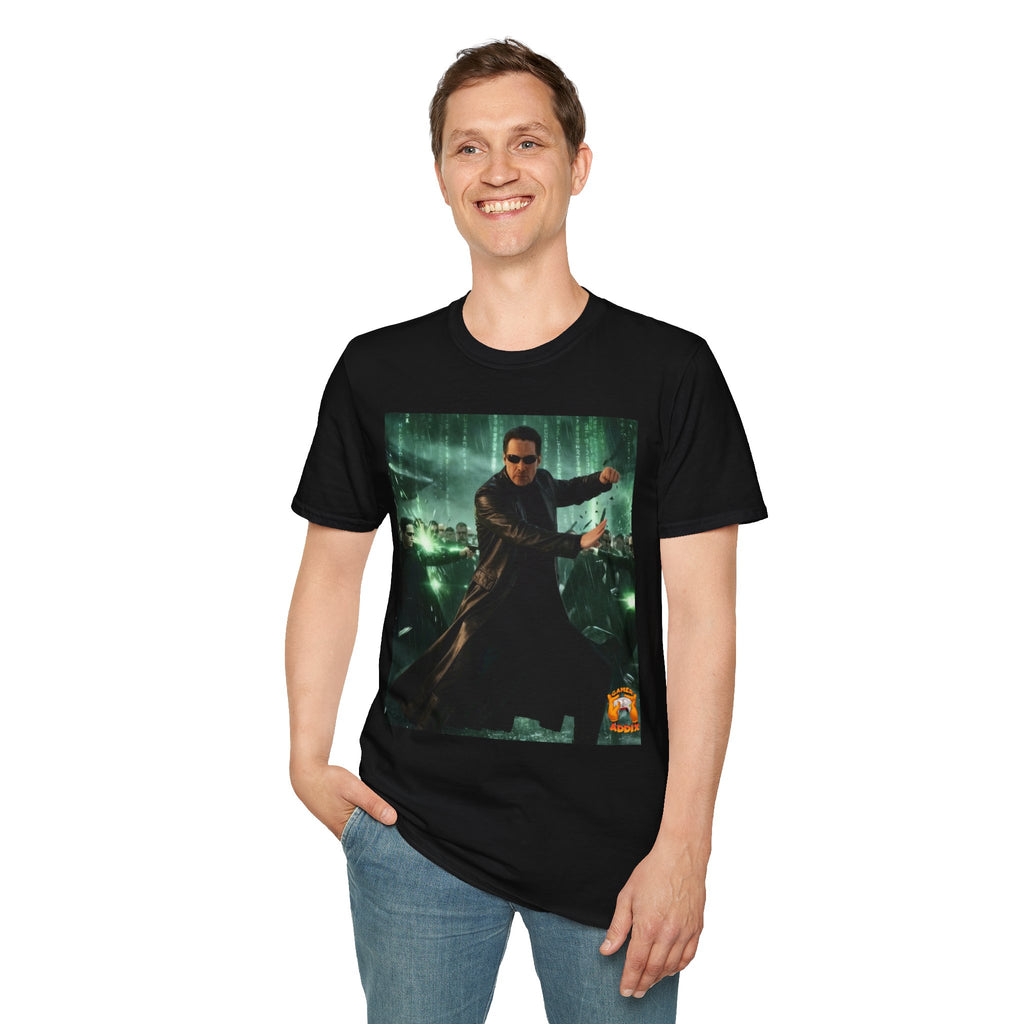 Matrix-Inspired Neo Action Graphic T-Shirt