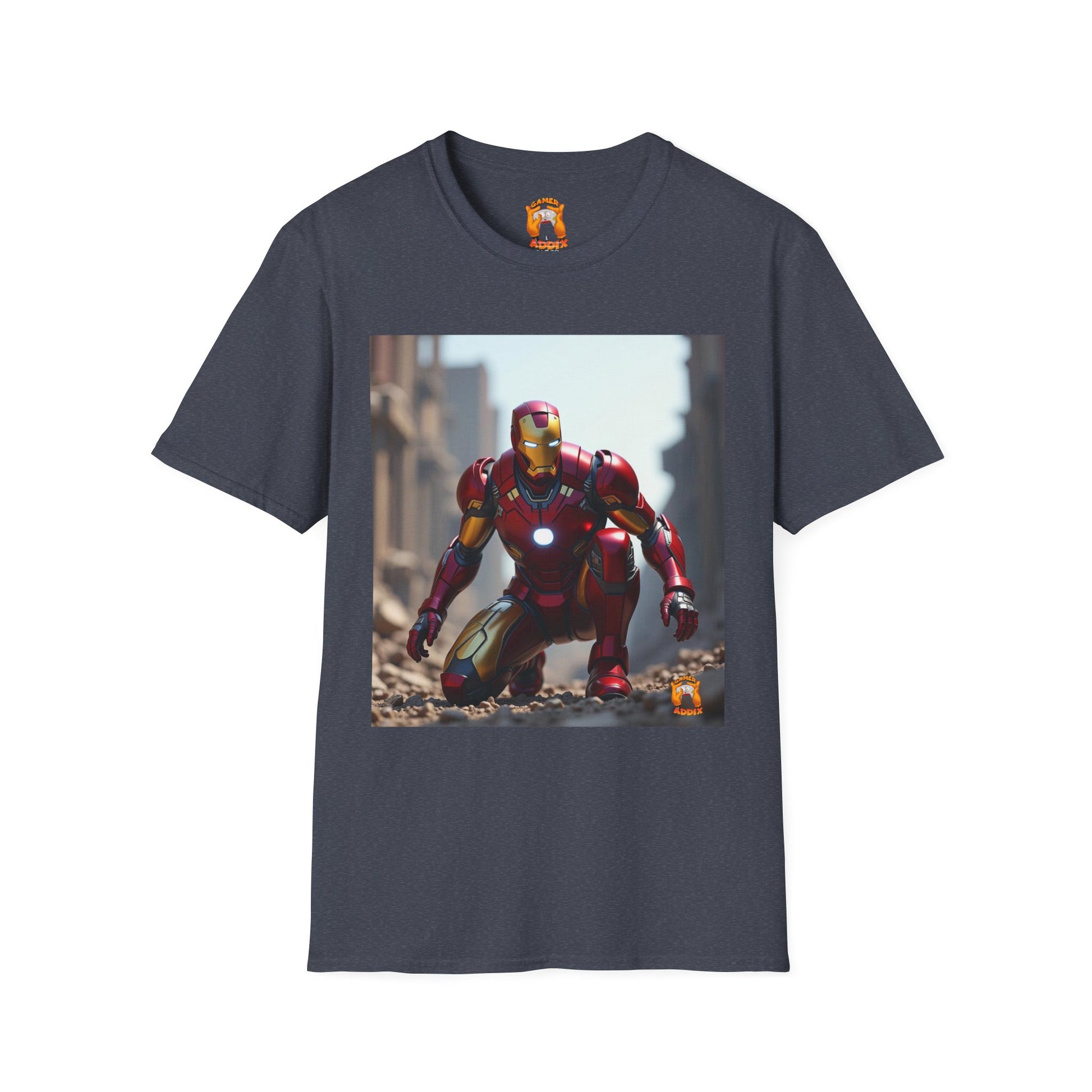 Iron Man Inspired Unisex Softstyle T-Shirt, Superhero Tee, Gift for Marvel Fans, Comic Book Apparel, Birthday Present, Casual Wear