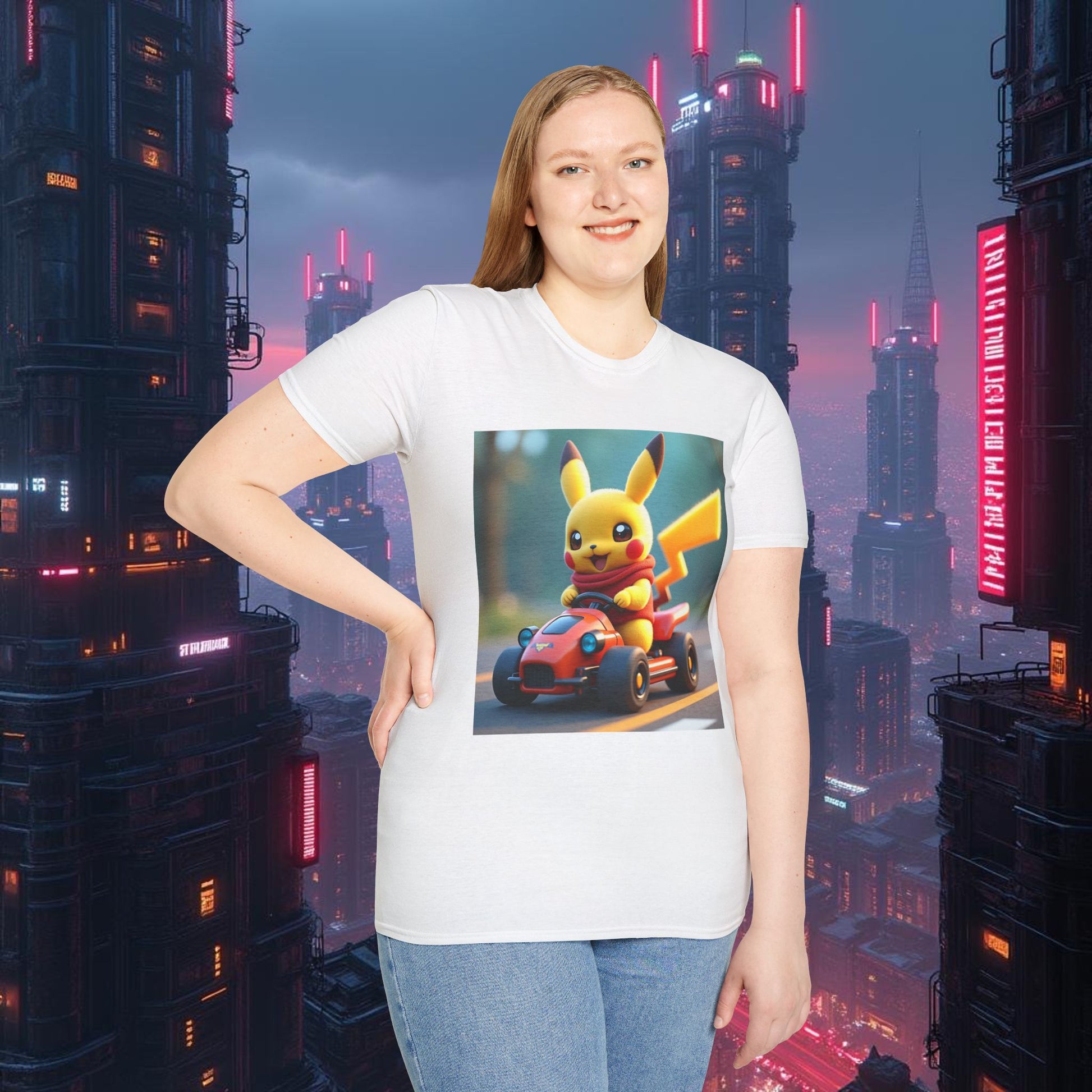 Pikakart  University T-Shirt, Fun Gift for Gamers, Casual Wear, Anime Fan Tee, Birthday Gift, Unisex Softstyle Tee