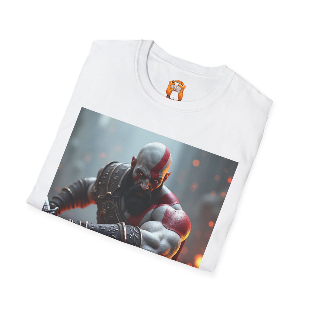 Epic Gamer Softstyle T-Shirt - Kratos Design, Unisex Tee, Perfect for Gaming Events, Birthday Gift, Casual Wear, Cosplay