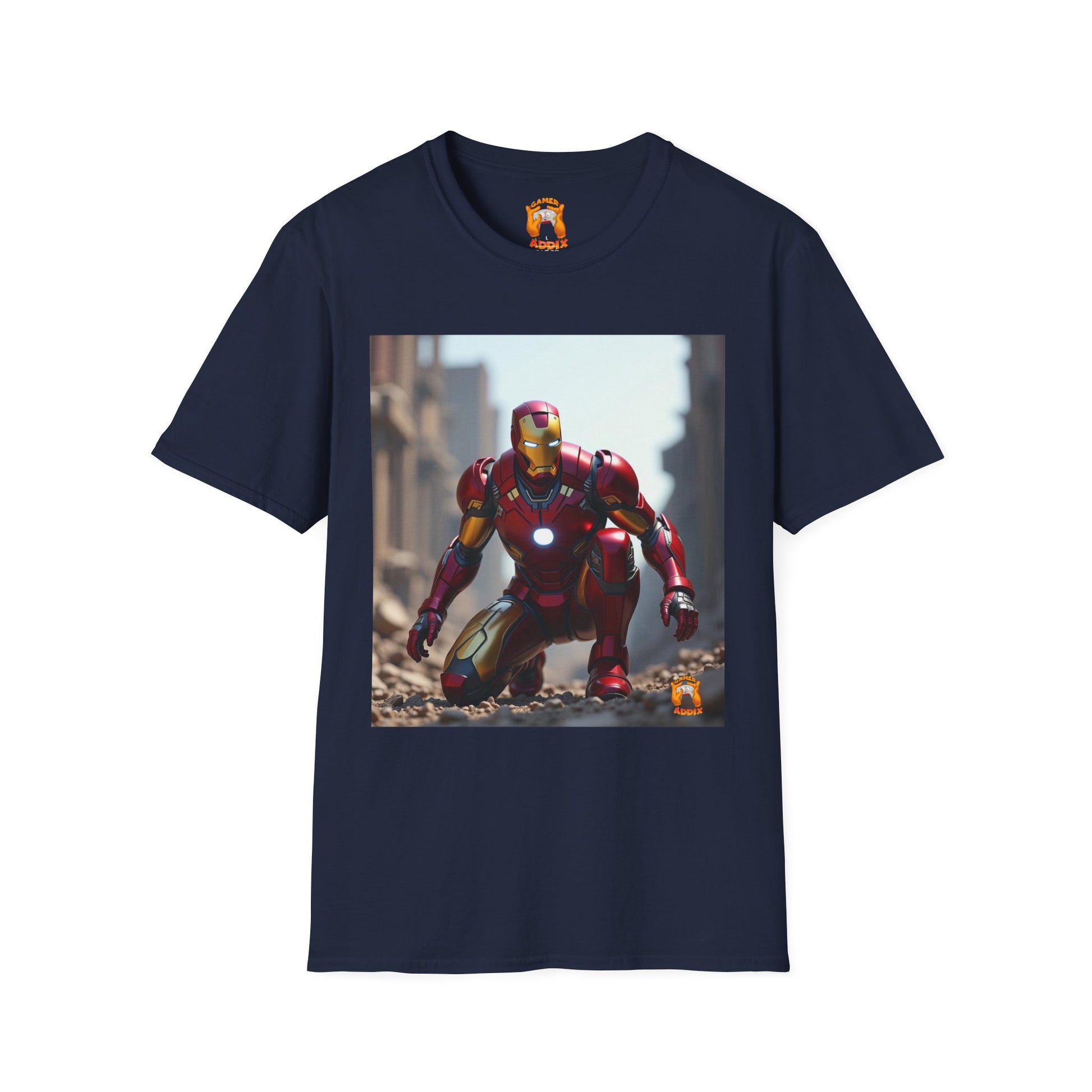 Iron Man Inspired Unisex Softstyle T-Shirt, Superhero Tee, Gift for Marvel Fans, Comic Book Apparel, Birthday Present, Casual Wear
