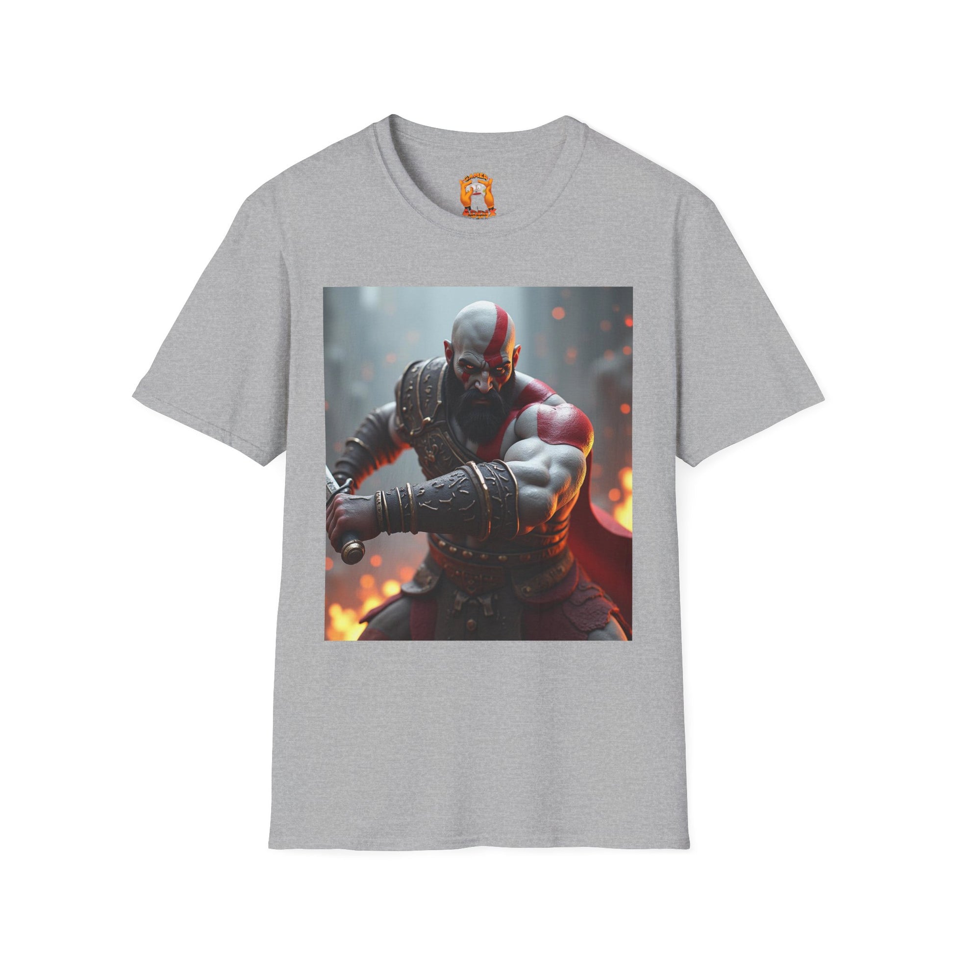 Epic Gamer Softstyle T-Shirt - Kratos Design, Unisex Tee, Perfect for Gaming Events, Birthday Gift, Casual Wear, Cosplay