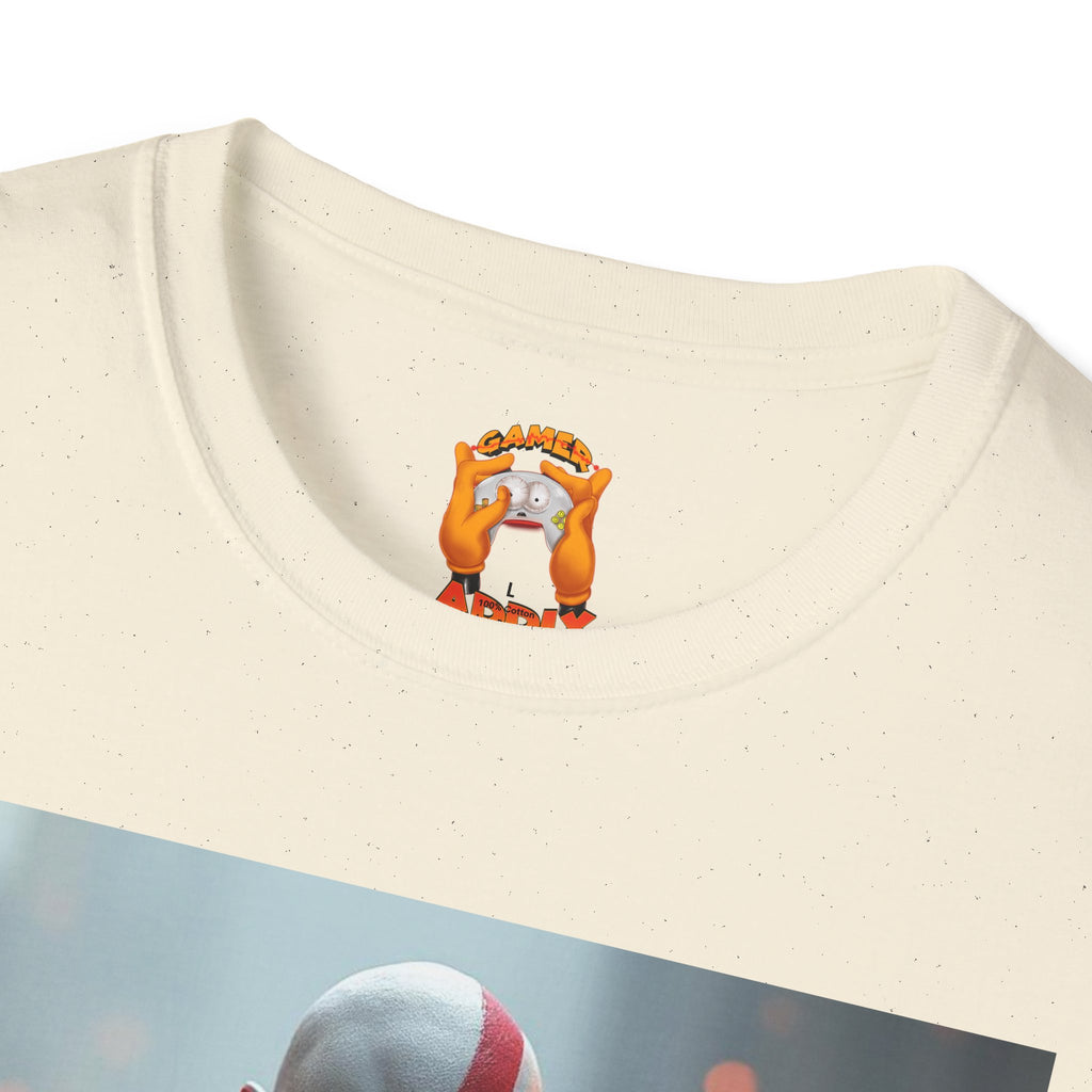 Epic Gamer Softstyle T-Shirt - Kratos Design, Unisex Tee, Perfect for Gaming Events, Birthday Gift, Casual Wear, Cosplay