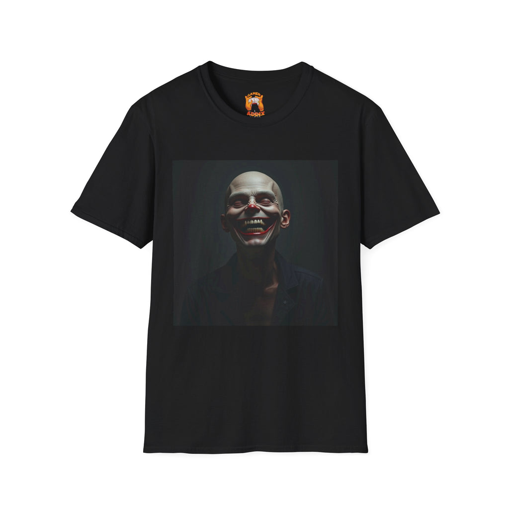Creepy Smile Unisex Softstyle T-Shirt - Edgy Graphic Tee, Alternative Fashion, Casual Wear, Horror Fan Gift, Unique Graphic Top