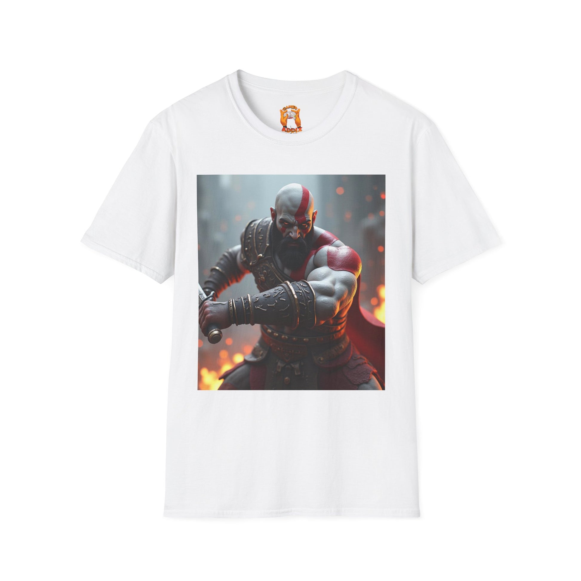 Epic Gamer Softstyle T-Shirt - Kratos Design, Unisex Tee, Perfect for Gaming Events, Birthday Gift, Casual Wear, Cosplay