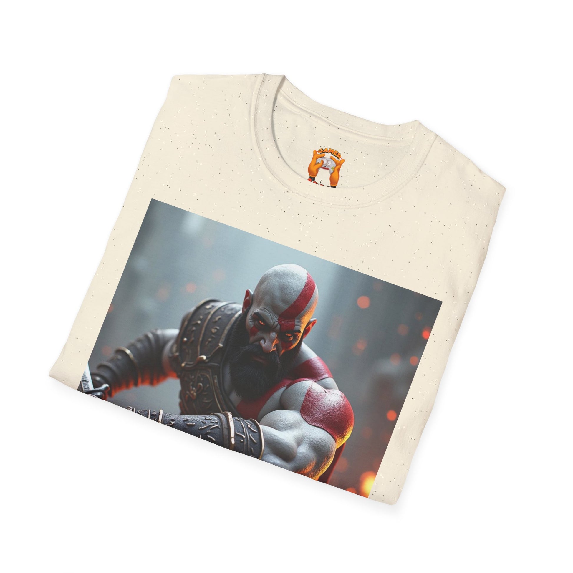 Epic Gamer Softstyle T-Shirt - Kratos Design, Unisex Tee, Perfect for Gaming Events, Birthday Gift, Casual Wear, Cosplay