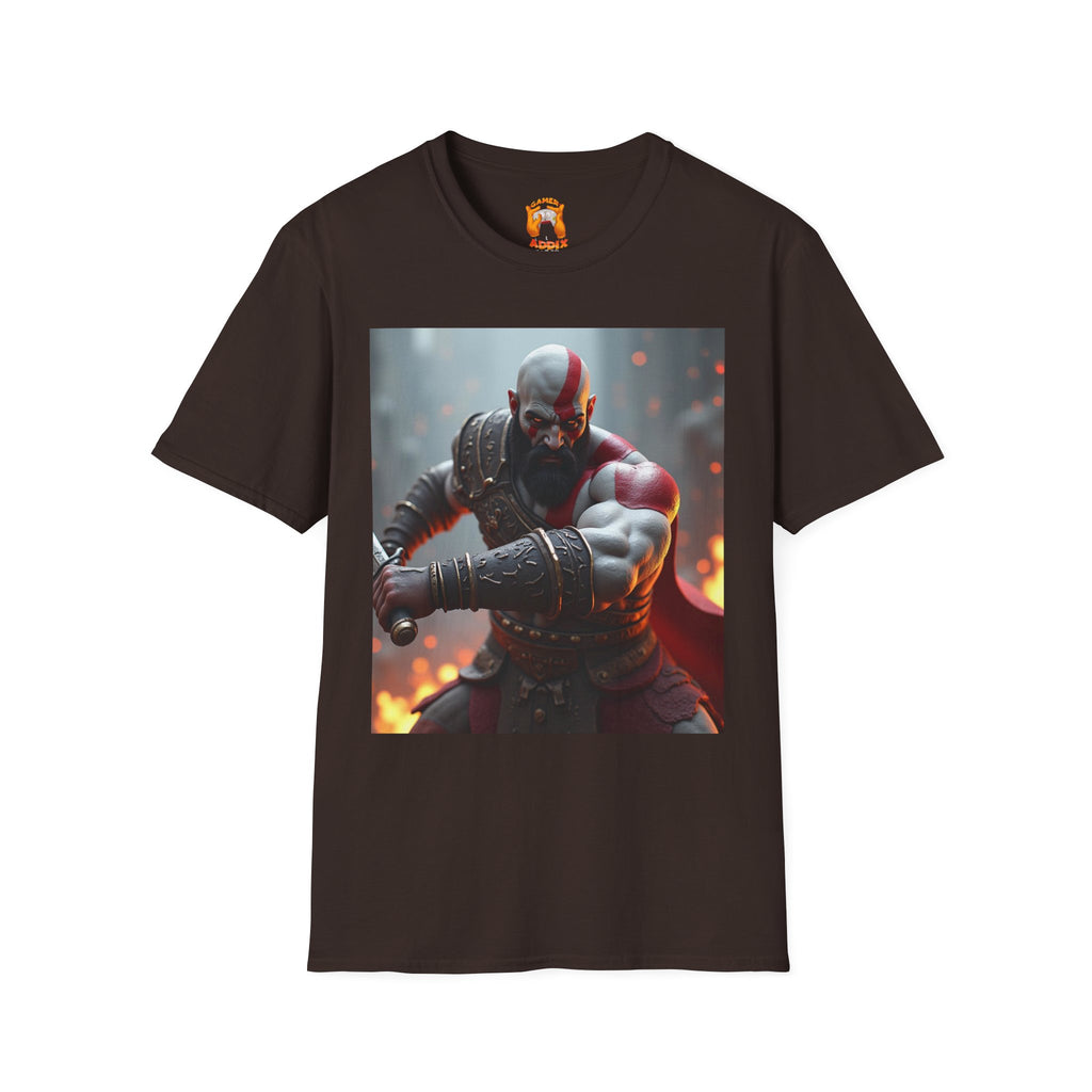 Epic Gamer Softstyle T-Shirt - Kratos Design, Unisex Tee, Perfect for Gaming Events, Birthday Gift, Casual Wear, Cosplay