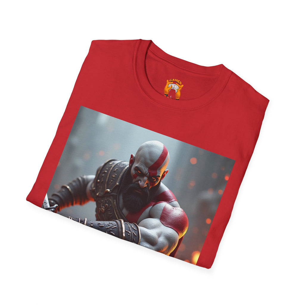 Epic Gamer Softstyle T-Shirt - Kratos Design, Unisex Tee, Perfect for Gaming Events, Birthday Gift, Casual Wear, Cosplay