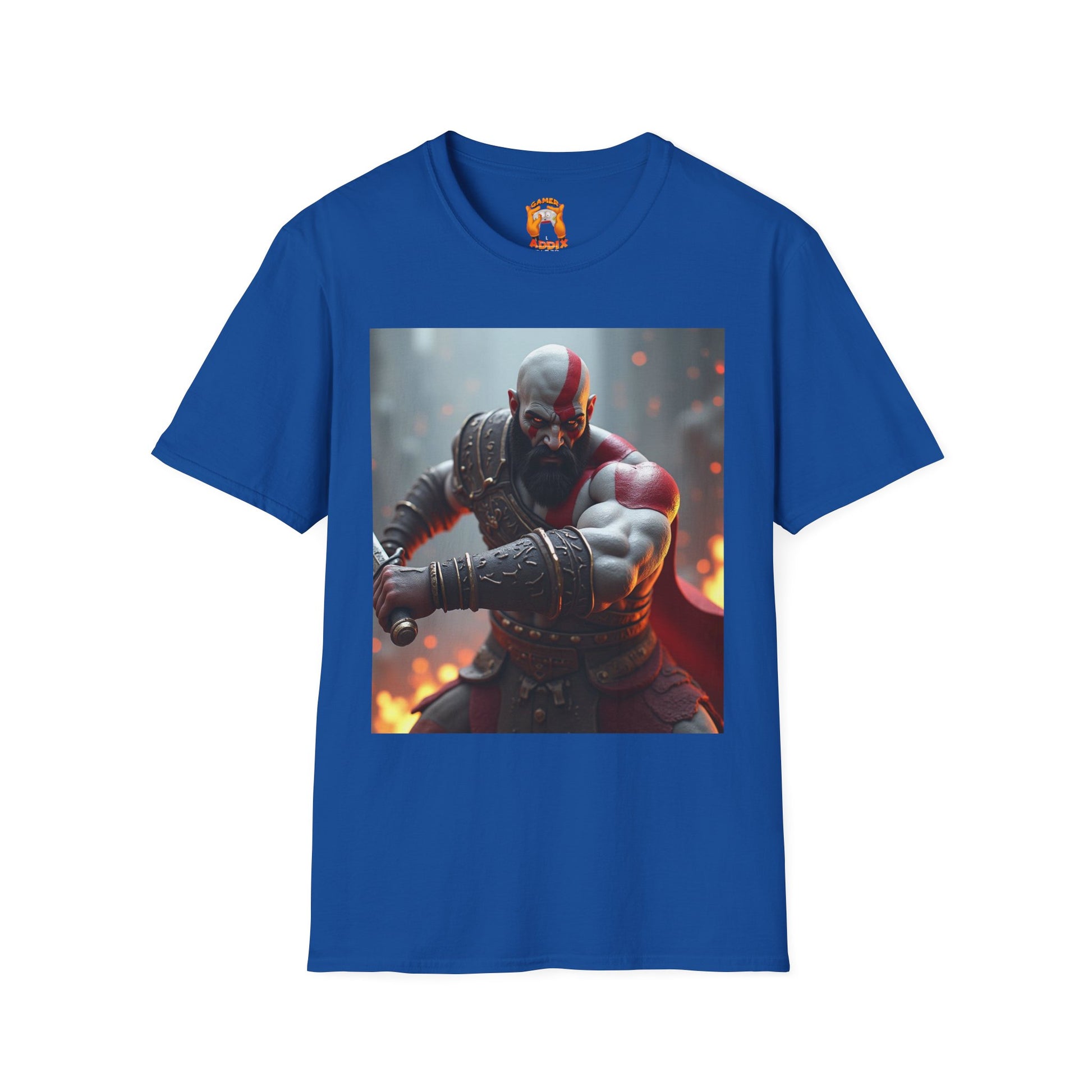 Epic Gamer Softstyle T-Shirt - Kratos Design, Unisex Tee, Perfect for Gaming Events, Birthday Gift, Casual Wear, Cosplay