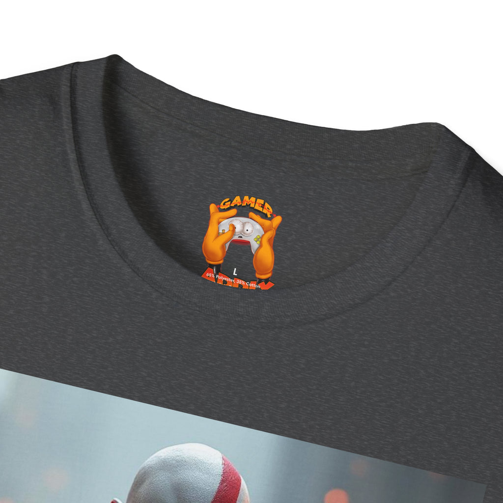 Epic Gamer Softstyle T-Shirt - Kratos Design, Unisex Tee, Perfect for Gaming Events, Birthday Gift, Casual Wear, Cosplay