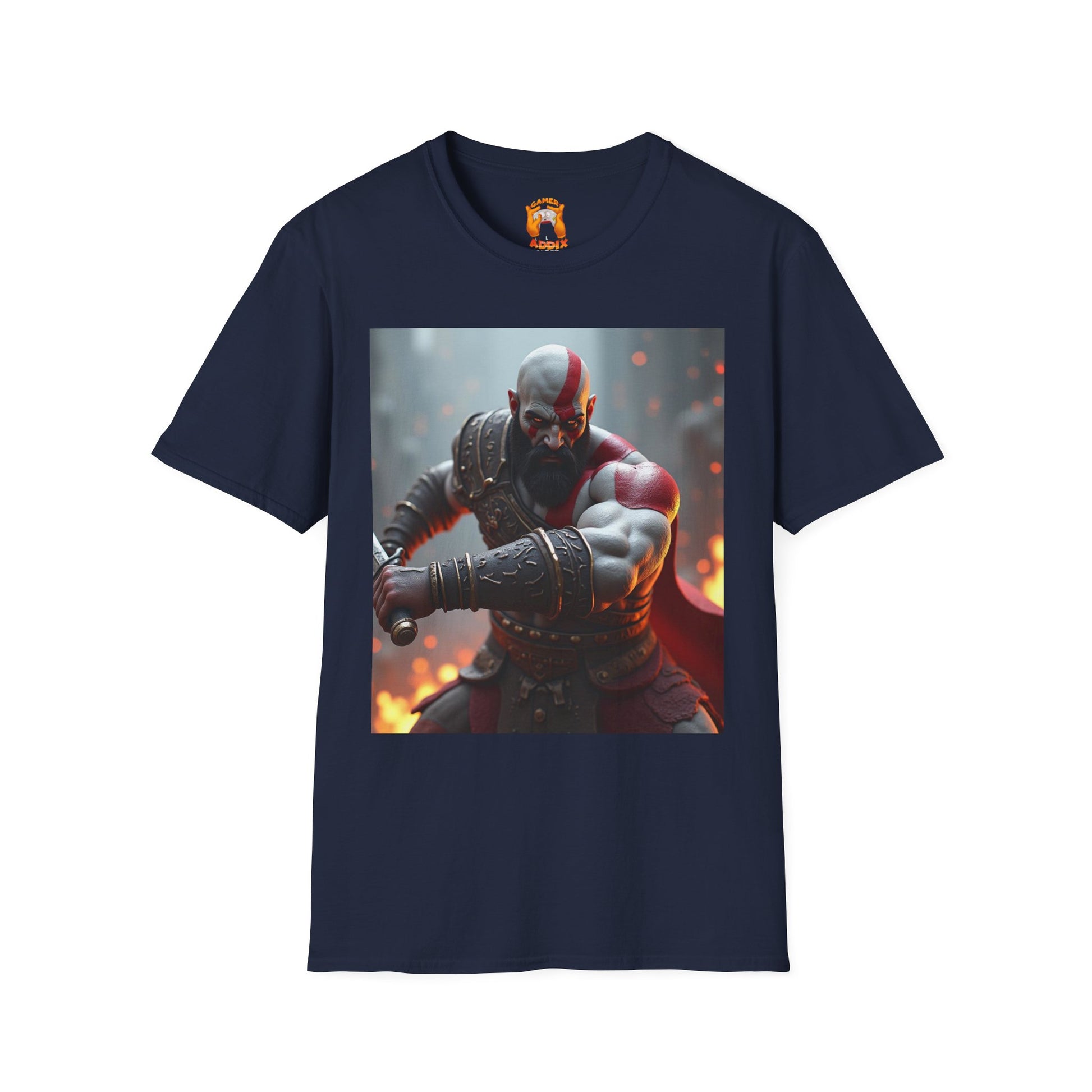 Epic Gamer Softstyle T-Shirt - Kratos Design, Unisex Tee, Perfect for Gaming Events, Birthday Gift, Casual Wear, Cosplay