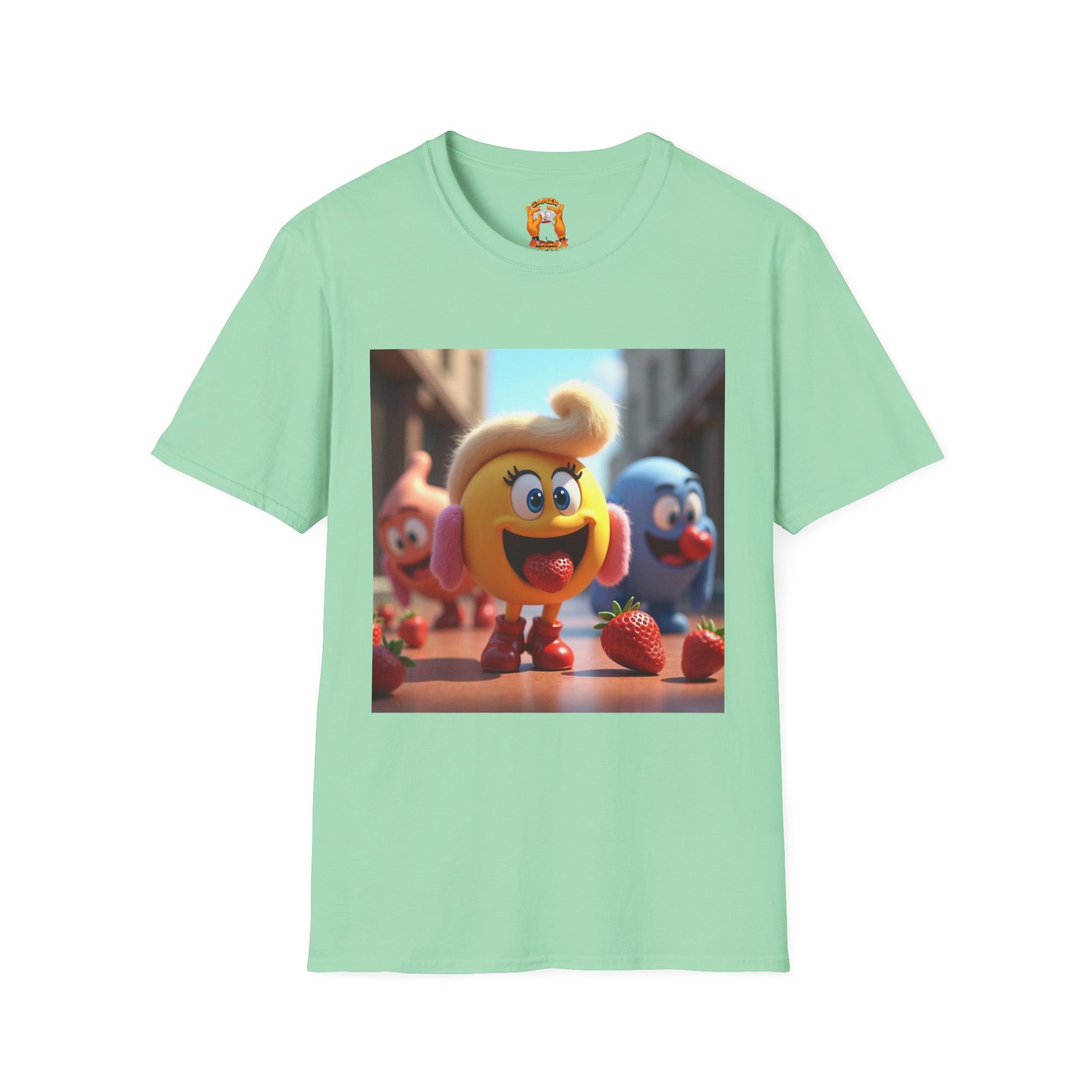 Mz. P MAN Cute Cartoon Character  Softstyle T-Shirt, Fun Graphic Tee for Kids and Adults, Gift for Birthdays, Holidays, or Just Because!