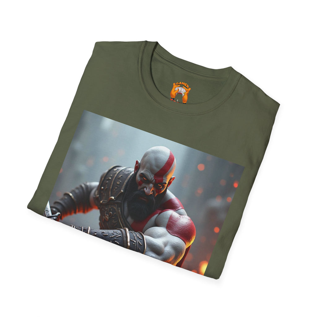Epic Gamer Softstyle T-Shirt - Kratos Design, Unisex Tee, Perfect for Gaming Events, Birthday Gift, Casual Wear, Cosplay