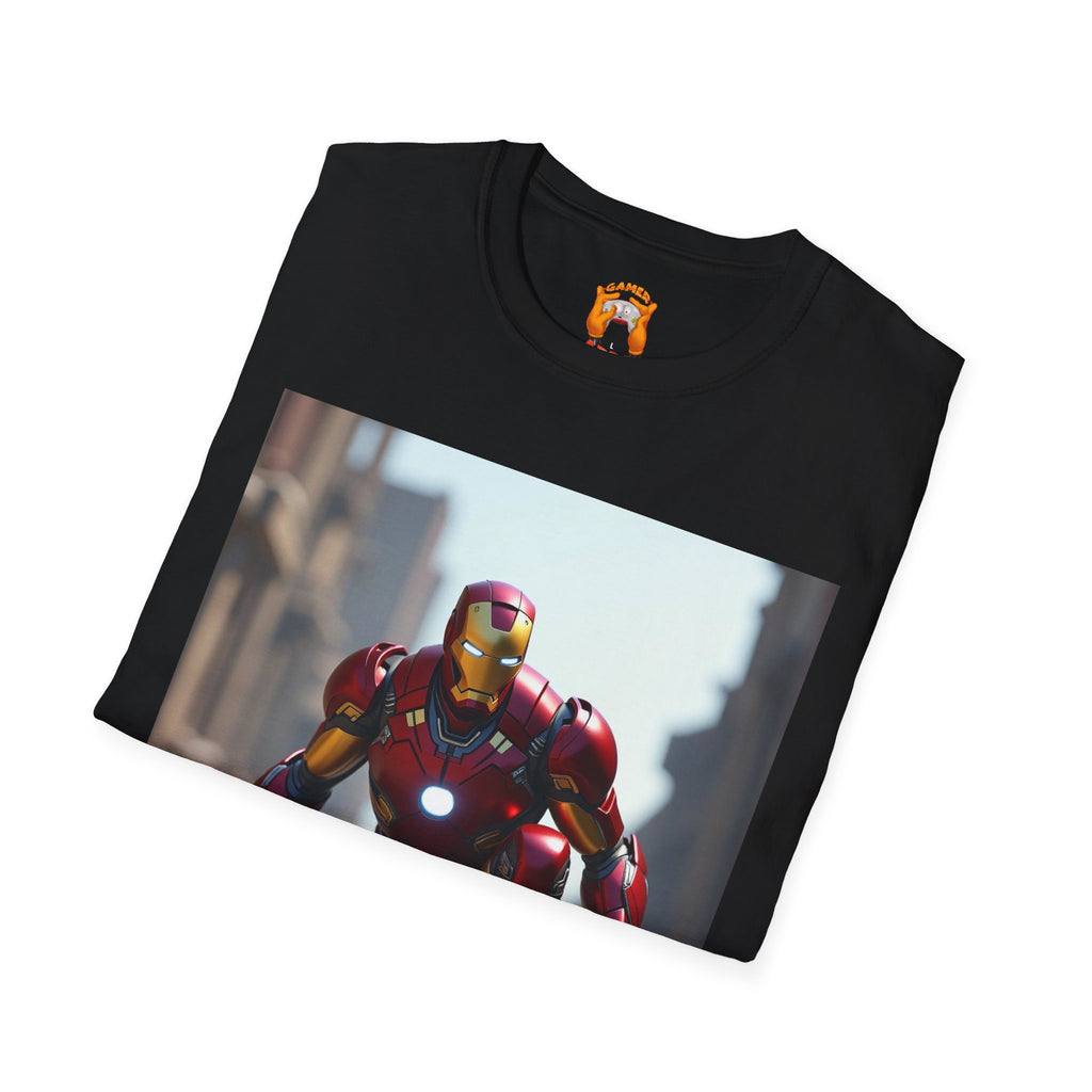 Iron Man Inspired Unisex Softstyle T-Shirt, Superhero Tee, Gift for Marvel Fans, Comic Book Apparel, Birthday Present, Casual Wear
