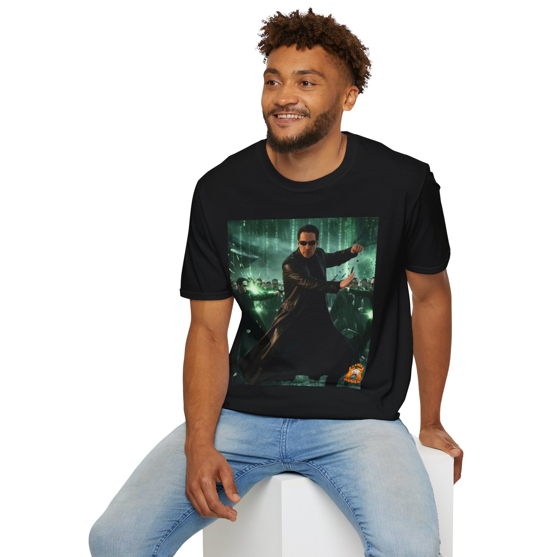 Matrix-Inspired Neo Action Graphic T-Shirt
