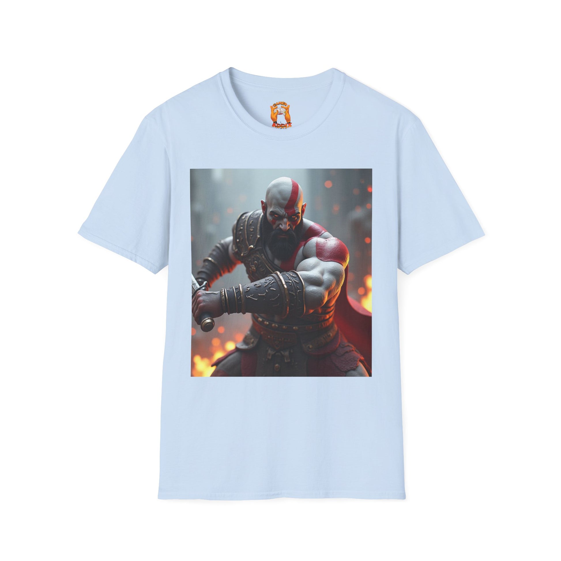 Epic Gamer Softstyle T-Shirt - Kratos Design, Unisex Tee, Perfect for Gaming Events, Birthday Gift, Casual Wear, Cosplay
